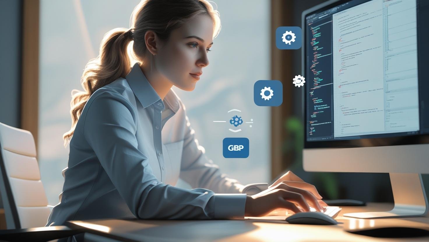 image-of-a-developer-or-team-working-on-SEO-or-website-screen-with-code_gear-icons__-Add-icons-like-gear-code-GBP-logo-subtly